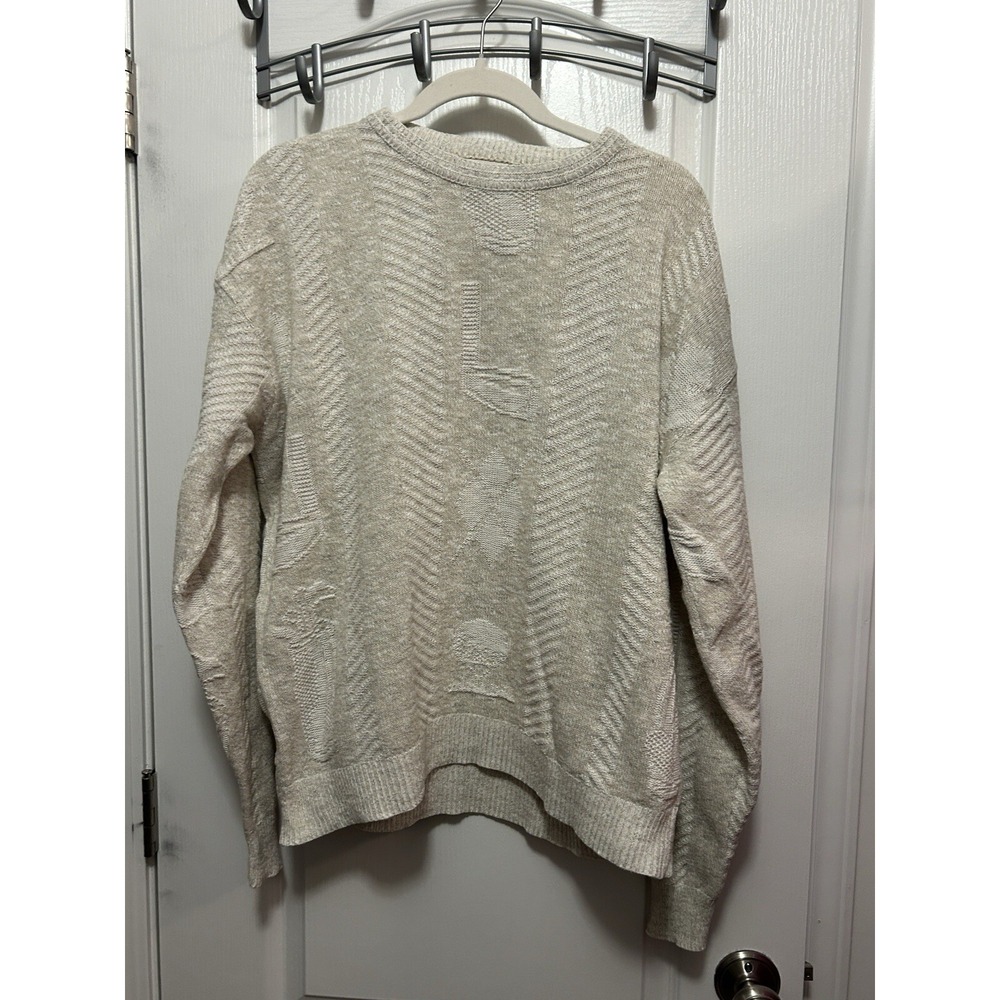 Vintage 90s Winona Golf Sweater Mens L Cream Beige Panel Knit Grandpacore USA